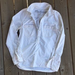 Madewell White Quarter Button Top Size Small
